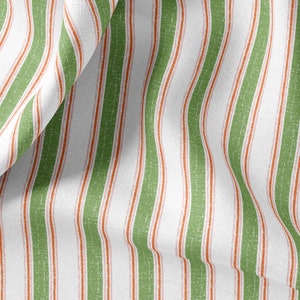 Striped Print Linen By The Yard or Meter, French Farmhouse Stripe Print Linen Fabric For Clothing, Bedding, Curtains & Upholstery