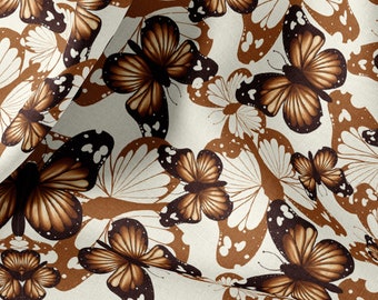 Retro Print Linen By The Yard or Meter, Retro Butterfly Print Linen Fabric For Clothing, Bedding, Curtains & Upholstery