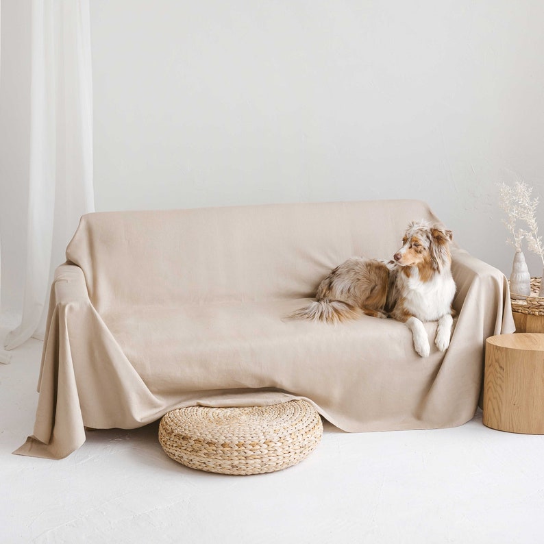 Natural Linen Couch Cover. Linen Sofa Cover Throw. Drop Cloth Etsy
