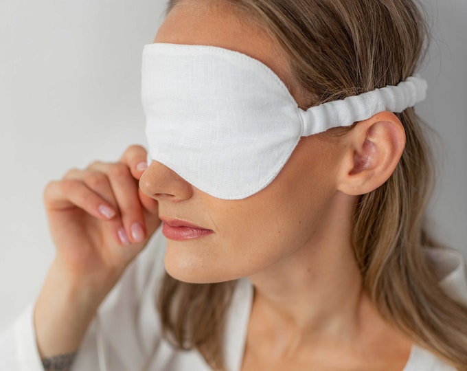 Luxury Linen Sleep Mask. Large Natural Linen Travel Eye Mask For Her And For Him. Linen Sleepwear.