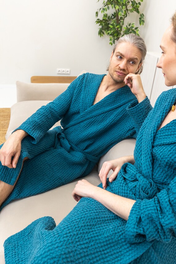 Hooded Waffle Linen Robe. Long Unisex Linen Robe. Soft Waffle Bathrobe for Women and Men. Etsy UK