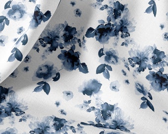 Watercolor Floral Print Linen Fabric: Clothing & Upholstery By The Yard