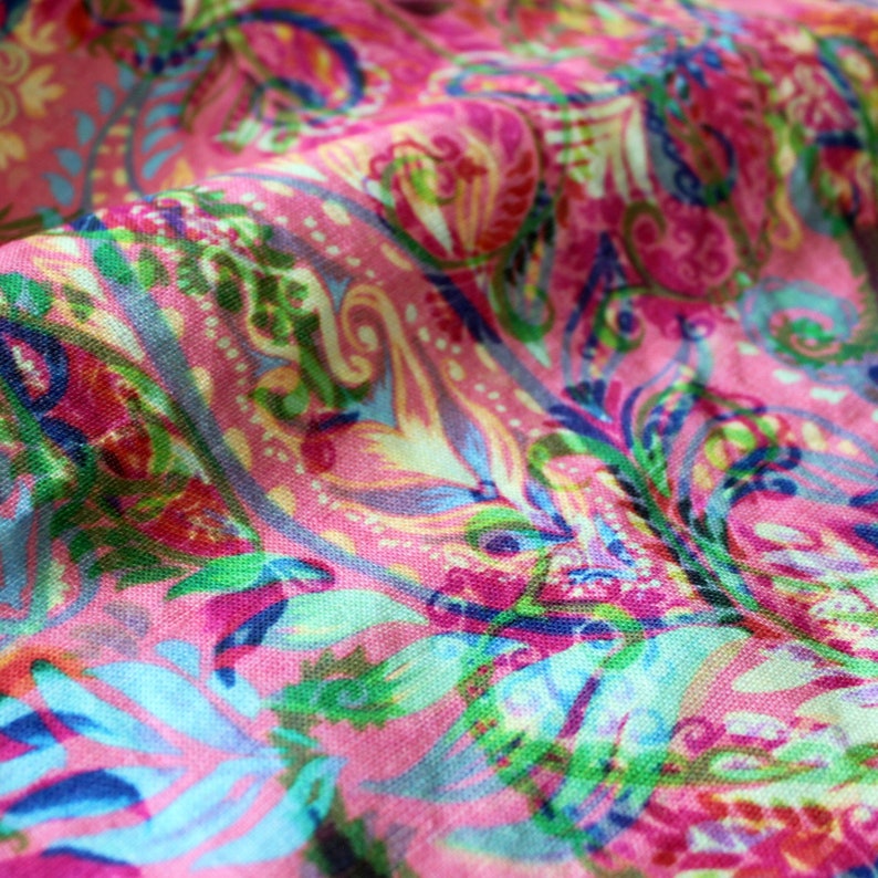 Lino Paisley vintage cortado a medida o metro, tela de lino con estampado de patrones para ropa de cama, cortinas, vestidos, ropa, cojines y tapicería imagen 2