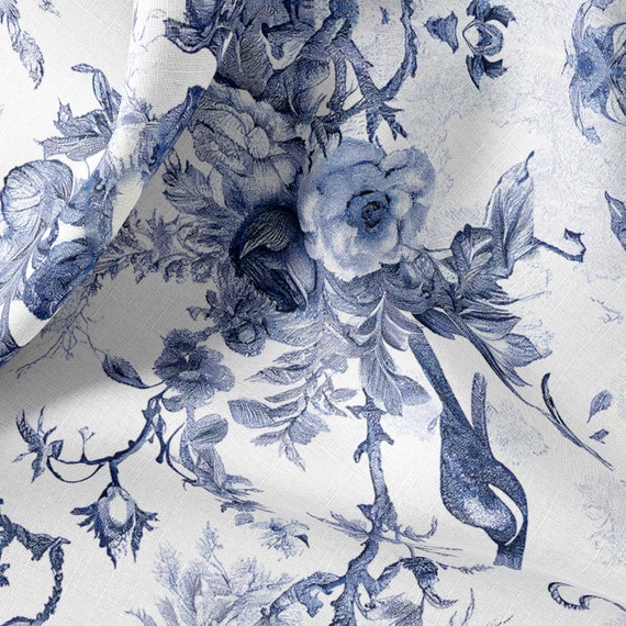 Buy wholesale Linen By The Yard or Meter, Vintage French Toile de Jouy  Print Linen Fabric For Bedding, Curtains, Dresses, Clothing, Table Cloth &  Pillow Covers