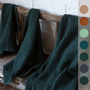 Linen Waffle Weave Towel Set: Handmade Soft Cotton Blend