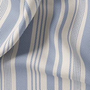 Provence Print Linen By The Yard or Meter, French Farmhouse Stripe Print Linen Fabric For Clothing, Bedding, Curtains & Upholstery