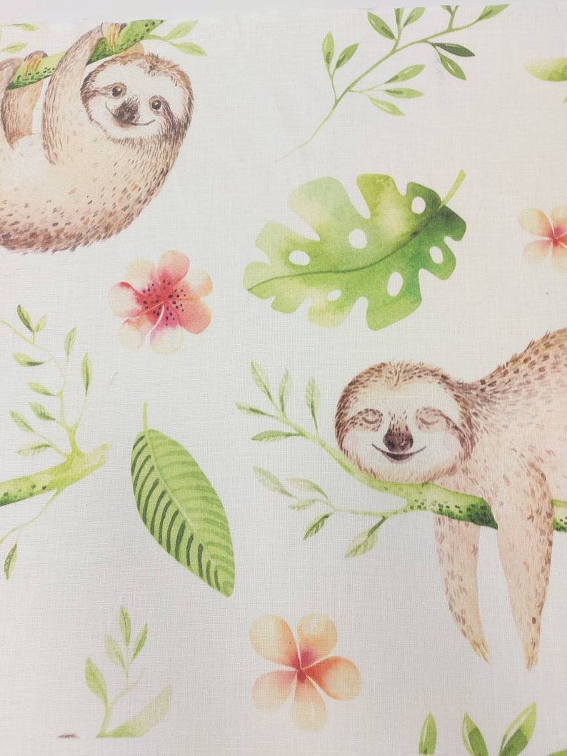 Linen sloth fabric by the yard marimekko printed linen fabric Etsy