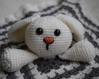 Crocheted security blanket rabbit - crocheted sleeping toy - babycrocheted soft blanket