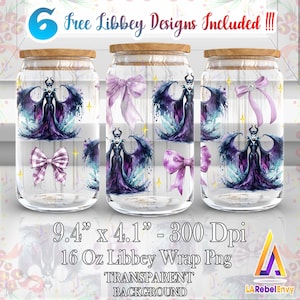 Villain Png, Coquette Bow Png, Mother Day Png, 16oz Libbey Glass Can Wrap Png, Cartoon 16oz Template Png, Watercolor Png, Digital File