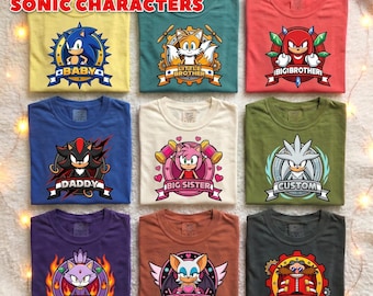Personalized Vintage Sonic the Hedgehog Shirt, Retro Sonic Characters Shirt, Sonic Family Matching Tee, Birthday Gift For Kid,Sonic 2026 Tee