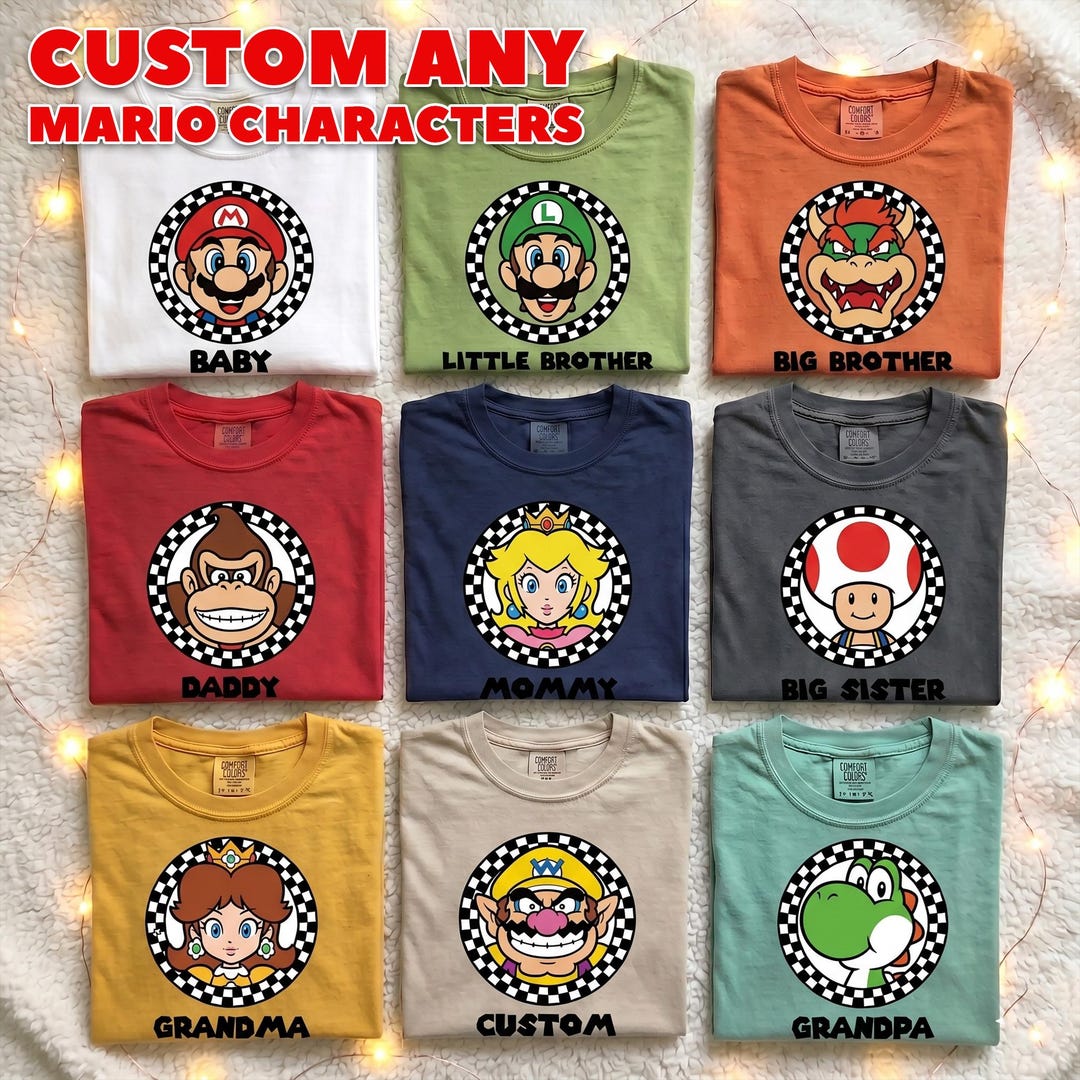 Personalized Checkered Super Mario Shirt, Retro Super Mario Shirt ...