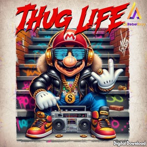 Thug Life Png, Game Character, Super Brother, Cartoon Street Style, Graffiti, Cartoon Shirt Template, Retro Png, Instant Digital Download