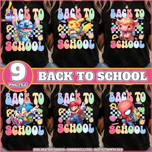 9 Files Back To School Png Bundle, Happy Back To School Png Bundle, Cartoon Back To School Png, Cute Cartoon, School Bundle, Digital File
