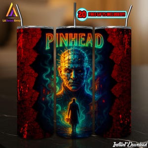 Diseño de sublimación de vaso delgado de Halloween de 20 oz, PNG, envoltura de vaso de Halloween, películas de terror, PNG de terror espeluznante, descarga digital