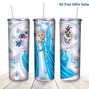Aufblasbare 3D-Design Cartoon Prinzessin Charakter 20 Unzen Skinny Tumbler Sublimation Gerade / Konisch Verpackung Png, Princess Puff Tumbler Wrap PNG