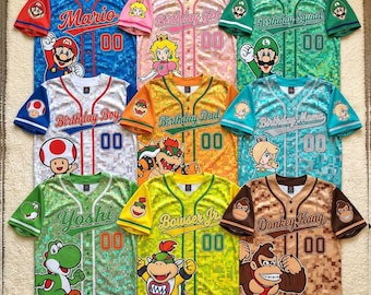 Nintendo World Family Vacation Shirts 2026, Super Mario Baseball Jersey, Matching Family Trip Shirts, Personalized Mario Squad Gift