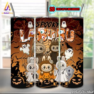 Spooky Monster Doll Halloween PNG, Cute Halloween Theme, 20 oz Skinny Tumbler Sublimation Design Png, Halloween Tumbler Wrap, Digital File