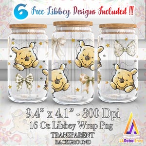 Funny Bear Png, Coquette Bow Png, Mother Day Png, 16oz Libbey Glass Can Wrap Png, Cartoon 16oz Template Png, Watercolor Png, Digital File