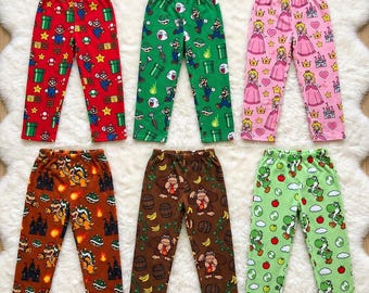 Pantalones de pijama de Super Mario, pijamas de Mario Bros, pijamas de la Princesa Peach, Rosalina y Toad, pijamas familiares personalizados, regalo de cumpleaños para niños.