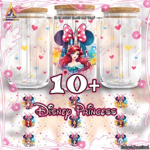 14 Designs Cute Princess For 16oz Libbey Glass Can Wrap Png, Coquette Bow And Castle Png, Cartoon Bundle Png, Instant Digital Download