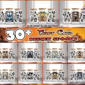 32 Designs Cartoon Character For 16oz Libbey Glass Can Wrap Png, Tarot Card Png, Halloween 16oz Tumbler Template Png, Digital Download