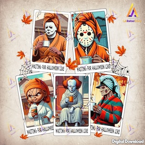 Waiting For Halloween Like Png, Horror Character Png, Horror Friends, Happy Halloween Gift Png, Halloween Shirt Template Png, Digital File