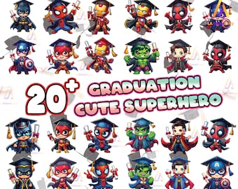 24 Designs Graduation Super Hero Characters Png, Graduation Png Bundle, Super Hero Characters Png Bundle, Png Format, Digital Download