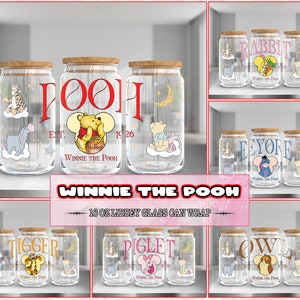 6 Designs Bär Cartoon Filme für 16 Unzen Libbey Glasdosen Verpackung Png, Cartoon PNG Bundle, Cartoon 16 Unzen Tumbler Vorlage Png, digitaler Download