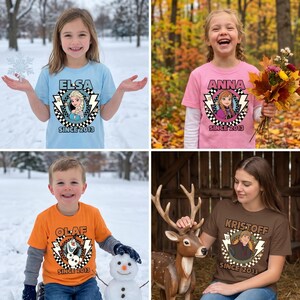 Frozen T Shirt, Elsa Anna Olaf Kristoff Character Tee, Disney Frozen Movie Shirt, Princess Gift For Kids, Disney Family Vacation Tee image 8