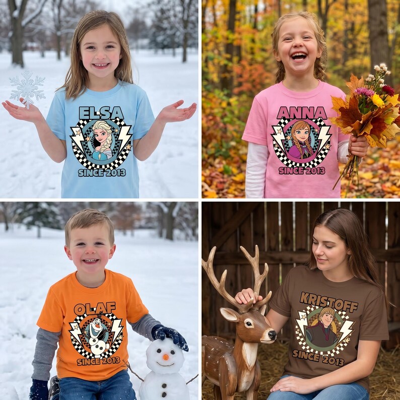Frozen T Shirt, Elsa Anna Olaf Kristoff Character Tee, Disney Frozen Movie Shirt, Princess Gift For Kids, Disney Family Vacation Tee image 8