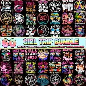 60 Files Girls Trip Png Bundle, Vacanze per ragazze Png, Weekend per ragazze Png, Clipart modalità vacanza, Hello Summer Png, Uso commerciale, File digitale