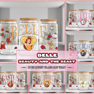 6 Designs Princess Movies For 16oz Libbey Glass Can Wrap Png, Princess PNG Bundle, Princess 16oz Tumbler Template Png, Digital Download