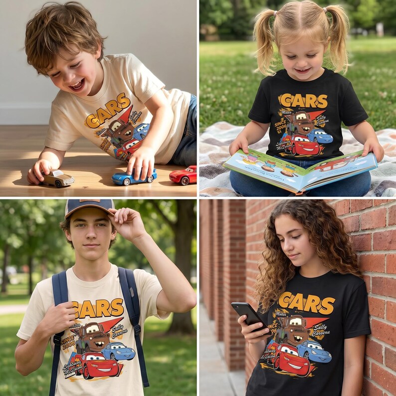 Disney Cars T Shirt, Lightning McQueen Shirt, Mater Tee, Sally Carrera Shirt, Pixar Cars Movie Tee, Gift For Kids, Disney Fan image 7