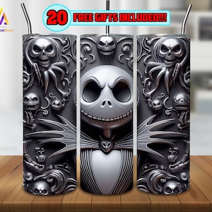 Skeleton Metal 3D, 20oz Skinny Tumbler Sublimation Design, Skeleton For Straight And Tapered Wrap Png, Instant Digital Download PNG