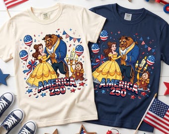 Patriotic Beauty And The Beast America 250 Shirt, Disney Family Vacation July 4th Matching Tee