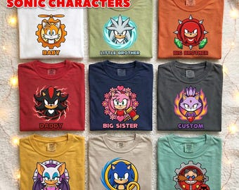 Personalized Vintage Sonic the Hedgehog Shirt, Retro Sonic Characters Shirt, Sonic Family Matching Tee, Birthday Gift For Kid,Sonic 2026 Tee