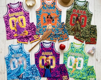 Disney Princess Family Vacation Jersey Set 2026, Disney Princess Matching Basketball Outfit, Personalized Family Trip Shirts