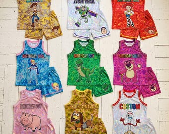 Toy Story Family Vacation Jersey Set, Personalized Woody Buzz Lightyear Jessie Matching Basketball Outfit, Custom Disney Family