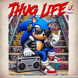 Thug Life Png, The Hedgehog Png, Game Character, Street Style, Graffiti, Cartoon Shirt Template, Retro Png, Instant Digital Download