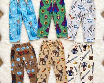Frozen Pajama Pants, Disney Frozen Pajamas, Elsa Anna Olaf Kristoff Sven PJs, Personalized Family Pajamas, Birthday Gift For Kids