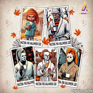 Waiting For Halloween Like Png, Horror Character Png, Horror Friends, Happy Halloween Gift Png, Halloween Shirt Template Png, Digital File