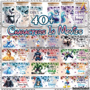 42 Designs Just A Girl Who Love For 16oz Libbey Glass Can Wrap Png, Cartoon Characters Png, Mother Day Png, Flower Png, Digital Download