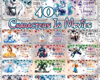 42 Designs Just A Girl Who Love For 16oz Libbey Glass Can Wrap Png, Cartoon Characters Png, Mother Day Png, Flower Png, Digital Download