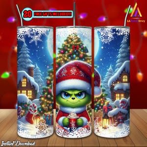 Greench Christmas 20 oz Skinny Tumbler Sublimationsdesigns Png, nette frohe Weihnachten, lustiger Weihnachtsfilm, Weihnachtsfeiertag Png, digitale Datei