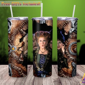 Witch Sisters 20oz Skinny Tumbler Sublimation Designs, Movies for Straight/Tapered Png, Halloween Tumbler Wrap PNG File Digital Download