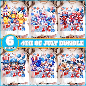 Pacchetto PNG da 6 file per il 4 luglio, Preppy America PNG, Cartone animato carino PNG, Bandiera USA PNG, Rosso, Bianco e Blu, Design per maglietta Patriot, File digitale