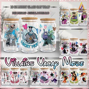 6 Designs Villain Vacay Mode Png Bundle, Cartoon Character Png, Family Vacation Png, 16oz Tumbler Libbey Glass Can Wrap Png, Digital File
