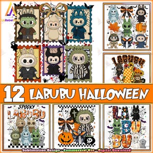 Cute Doll Halloween PNG Bundle, Monster Doll Halloween Clipart, Coquette Halloween Png, Checkered Design, Halloween Gift Ideas, Digital File