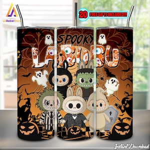 Spooky Doll Halloween PNG, Cute Monster Doll Halloween Png, 20 oz Skinny Tumbler Sublimation Design Png, Halloween Tumbler Wrap,Digital File