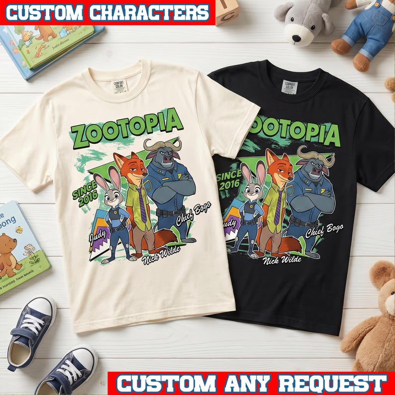 Zootopia Shirt, Judy Hopps Nick Wilde T Shirt, Disney Zootopia Movie Tee, Chief Bogo Character Shirt, Gift For Kids, Family Vacation Bild 1